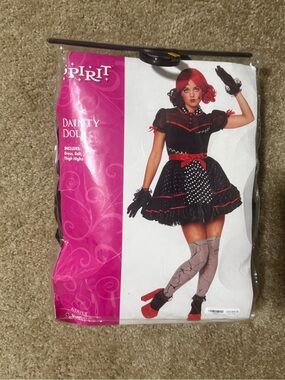 Spirit Dainty Doll Costume Adult Small 4-6 Dress Belt Thigh Highs